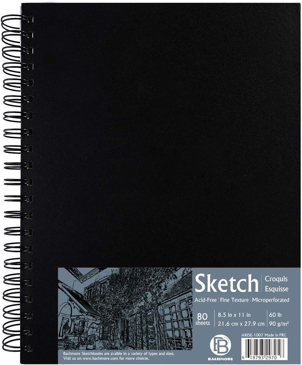 710Nr8ZvQ3L._AC_SL1500_.jpg Bachmore 8.5"x11" Hardbound Sketchbook, Left Spiral Sketch Pad with Hardcover, Perforated and Durable Acid Free Drawing Paper, Ideal Art for Kids & Adults, Artist Pro & Amateurs - Image 1