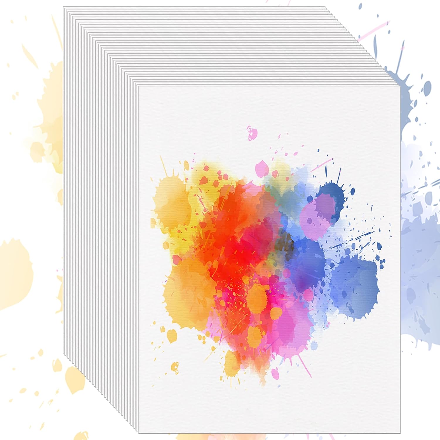 60 Sheets Cotton Watercolor Paper Bulk, 8.5" x 11" 140 lb/300 GSM Cold Press Water Color Paper White Paint Paper Suitable for Kids Adult Watercolor Drawing